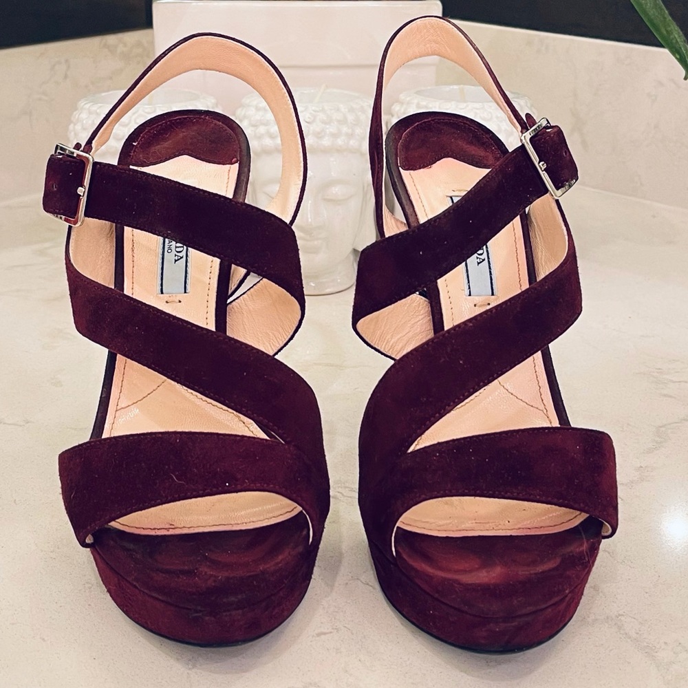 PRADA BURGUNDY SUEDE SHOES